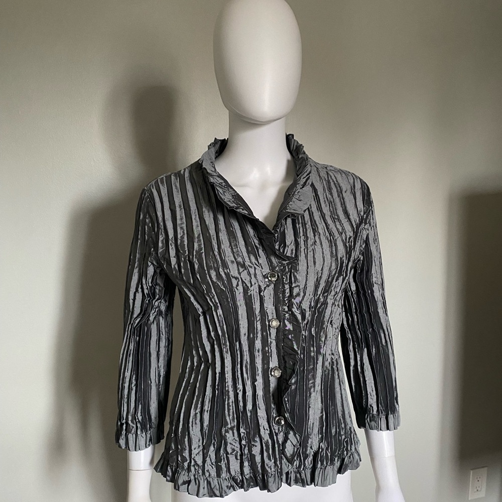 Agora Gray Pleated Women's Blouse